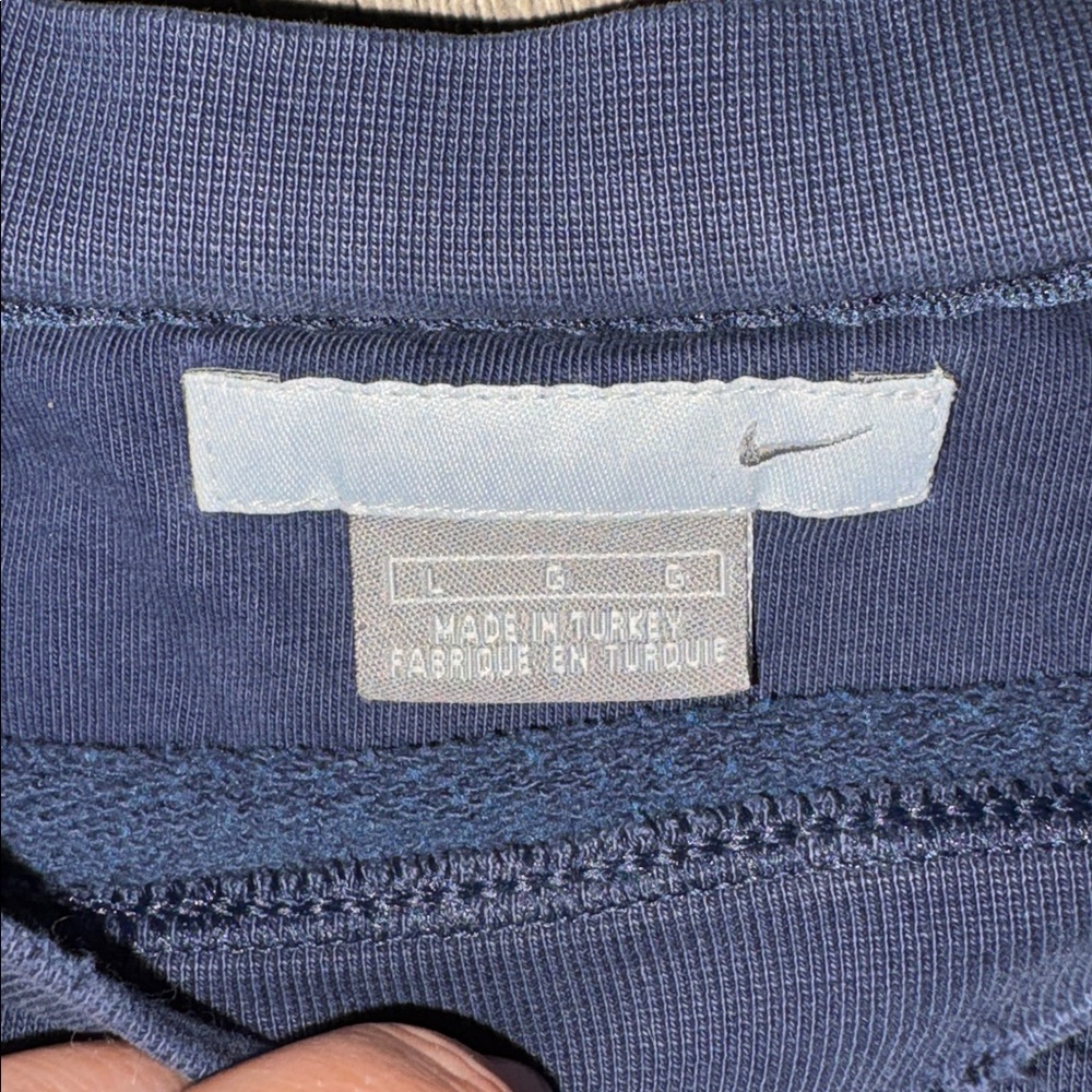 Vintage 90s Nike Men’s L Spellout Embroidered Sweatshirt Blue Pullover - Picture 2 of 5